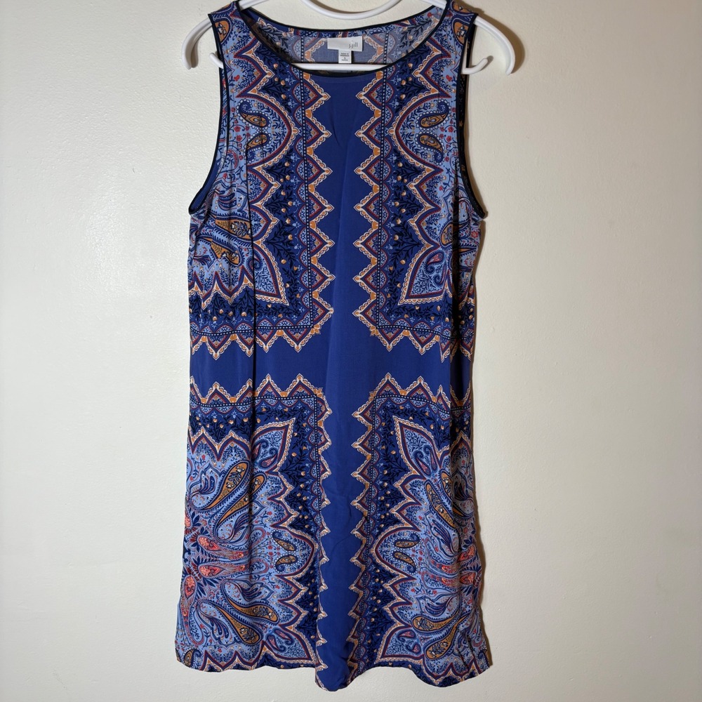 J. Jill Majestic Blue Paisley Sleeveless Midi‎ Dress Size Small Petite